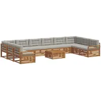 vidaXL Ensemble de canapés 11 pièces Naturel et gris clair Bois massif Acacia