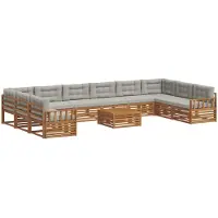 vidaXL Ensemble de canapés 11 pièces Naturel et gris clair Bois massif Acacia