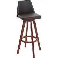 Generique Tabouret de bar MENDLER HWC-C43 bois similicuir pivotant marron