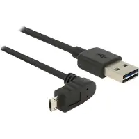 DeLOCK - Câble USB - USB (M) droit pour Micro-USB de type B (M) incliné - USB 2.0 - 3 m - connecteurs réversibles - noir