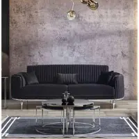 AEA Luxus Dreisitzer Moderne Couch Polster Möbel Schwarze Couchen Sofas Stoff Textil