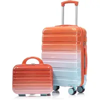 LVHOM Set de valises rigides 2 pièces en ABS, 14"-20", avec roulettes 360°, set de valises de voyage, set de trolleys imperméables, rouge