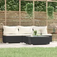 Prolenta Maison Exclusive - Ensemble salon de jardin 4 pièces avec coussins, polyrotin noir