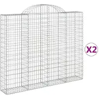 vidaXL Gabions avec arc surélevé 2 pcs. 200x30x160/180cm Fer galvanisé