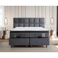 Xl Moebel Gmbh Gris lit moderne avec matelas en textile et bois