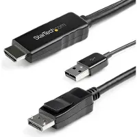 StarTech.com .com HD2DPMM2M HDMI vers DisplayPort (2m, actif, 4k 30Hz, adaptateur, câble, convertisseur, HDMI 1.4, DP 1.2, avec alimentation USB)
