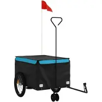Syfax Remorque de vélo noir et bleu 45 kg fer