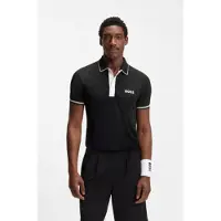BOSS pour homme. 50559214 Polo Toc noir (S), Casuel, Sport, Tennis/Padel, Polyester, Manche courte