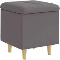vidaXL Pouf de rangement avec coussin Gris 40 x 40 x 45 cm Simili cuir