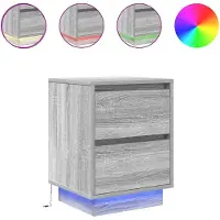 vidaXL Table de chevet avec lumières LED sonoma gris 38x34x50 cm