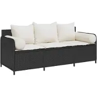 vidaXL Canapé de jardin avec coussins 3 places noir poly rotin
