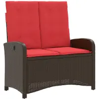 vidaXL Banc de jardin Réglable avec coussins Marron Poly Rattan