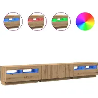 vidaXL Armoire TV avec lampes LED Chêne Artisan 260x35x40 cm