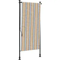 vidaXL Store extérieur jaune et blanc 100x270 cm Tissu et acier