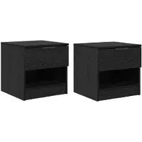 vidaXL Armoire de lit avec tiroir 2 pcs Chêne noir 40 x 39 x 40 cm