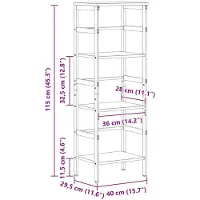 vidaXL Étagère Bois Ancien 40 x 29,5 x 115 cm Bois d'ingénierie