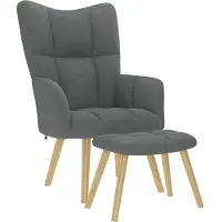 vidaXL Fauteuil relax avec pouf Tissu gris foncé