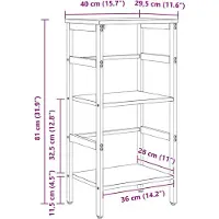 vidaXL Étagère Chêne noir 40 x 29,5 x 81 cm Bois d'ingénierie