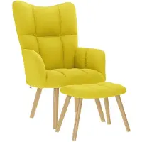 vidaXL Fauteuil relax avec pouf Tissu jaune clair