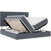 vidaXL Lit de rangement avec matelas gris foncé 200 x 200 cm velours