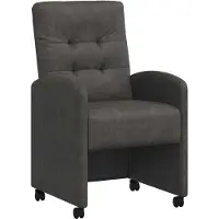 vidaXL - 2 chaises de salle à manger avec roulettes, revêtues de similicuir noir