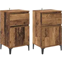 vidaXL Cabinet de chevet avec tiroir 2 pcs Bois ancien 40 x 35 x 70 cm
