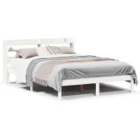 vidaXL Lit en bois massif sans matelas Blanc 135x190 cm pin