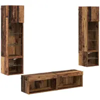 vidaXL Meuble mural pour télévision, 6 pièces, bois de récupération et panneaux de particules