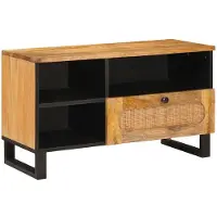 vidaXL Meuble TV avec étagère, marron, 80 x 33 x 46 cm, bois massif de manguier