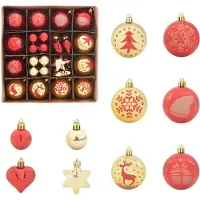 vidaXL Ensemble de Boules de Noël 40 pcs or et rouge Plastique