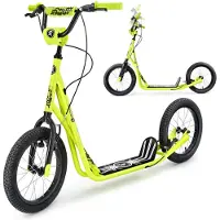 HyperMotion RUNKIE City Scooter avec pneus à air 16 pouces – grandes roues, freins à main V-Brake, guidon réglable en hauteur, jusqu'à 100 kg