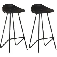 Prolenta Maison Exclusive - Lot de 2 tabourets de bar en cuir véritable noir