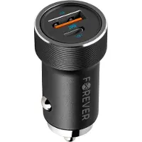 Forever Chargeur allume-cigare Chargeur voiture 1x USB-C 1x USB 20W PD CQ Allume-cigare rapide + câble de charge USB-C - USB-C.