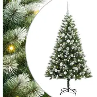 vidaXL Sapin de Noël artificiel à charnière avec neige en flocons