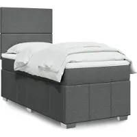 vidaXL Lit Boxspring avec matelas gris foncé 90x200 cm Tissu, Lits Classiques 2024 Nouveau