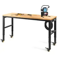SucceBuy établi 122x51cm réglable en hauteur, établi pratique avec roulettes & prise électrique