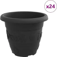 vidaXL Pot À Fleurs Rond 24 Pcs Noir Ø 26 X 21,5 Cm Plastique
