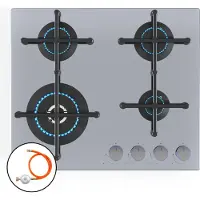 Klarstein Illuminosa 4 Plaque De Cuisson Gaz, 4 Brûleurs Sabaf, 4kW, Acier Inoxydable, Allumage Électrique, Supports Magnétiques, Pour Gaz Naturel & GPL, 59x13x51 cm