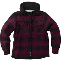 West Coast Choppers Hell Bent Flannel Hoodie Jacket Rouge L Homme