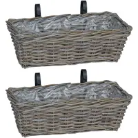 vidaXL Panier À Jardinière Suspendu 2 Pcs Gris 48 X 22 X 15 Cm