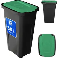 Kadax Poubelle pour le tri sélectif, 30 l, avec couvercle, verte