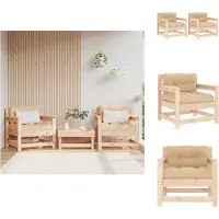 vidaXL Chaises de jardin avec coussins 2 pcs. Pin massif - éléments de canapés de jardin