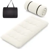 Costway Matelas avec housse lavable et sac de transport, tatami pliable, matelas de sol 90x200cm Beige