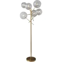 Casa Padrino Lampadaire halogène de luxe en laiton 25 x 51 x H. 130 cm - Lampadaire en métal avec abat-jour en verre rond - Collection de luxe