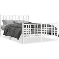 vidaXL Cadre de lit avec tête et pied de lit en métal blanc 140x190 cm