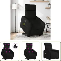 The Living Store Fauteuil de massage avec releveur Noir Tissu