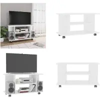vidaXL Armoire TV avec roulettes Blanc 80x40x45 cm Bois composite - Armoire TV - Armoires TV - Tables TV