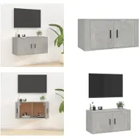 vidaXL Armoire TV murale gris béton 80x34,5x40 cm - Meuble TV mural - Meubles TV muraux - Armoire TV - Console TV