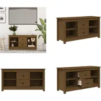 vidaXL Armoire TV Marron Miel 103x36,5x52 cm Pin massif - Armoire TV - Meubles TV - Support TV