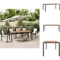 vidaXL Table de jardin avec plateau en bois noir Poly rotin & bois d'acacia - Tables de jardin